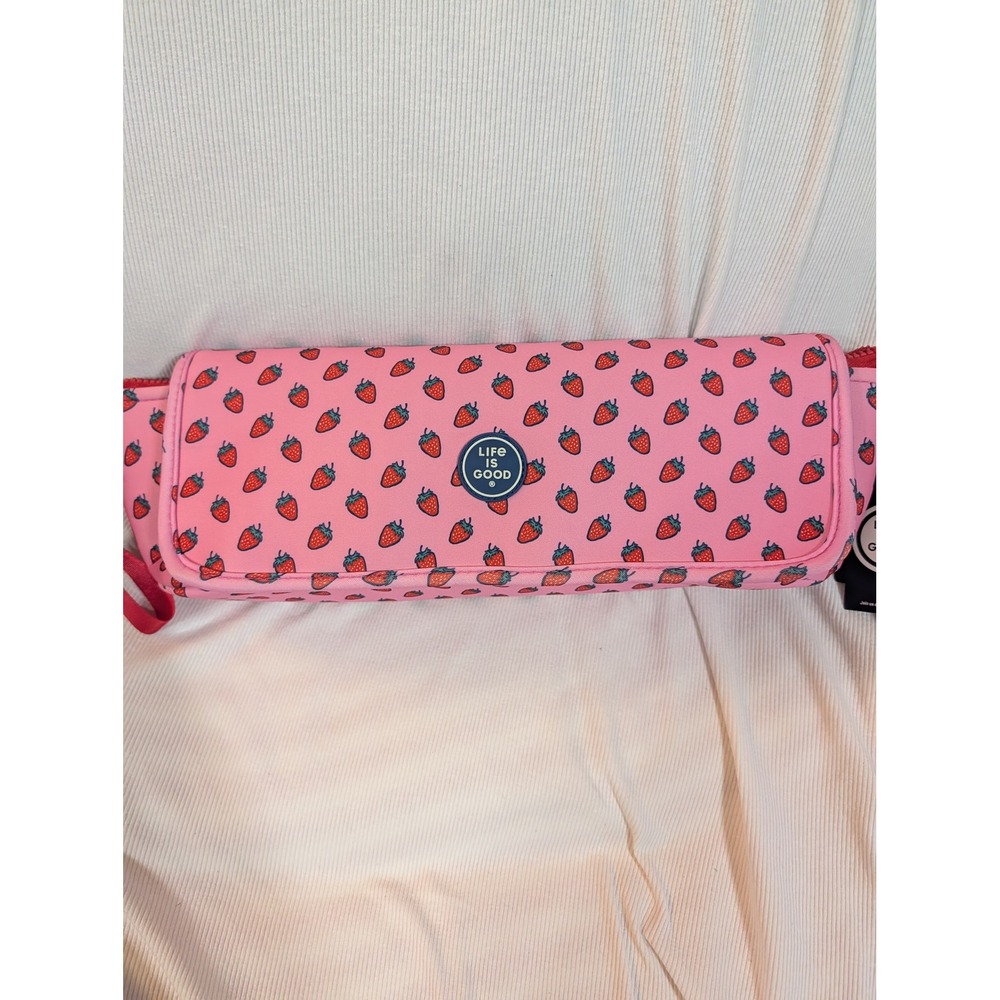 Life is Good Strawberry Pink Neoprene Heat Resistant Hair Tool Travel Bag Mat